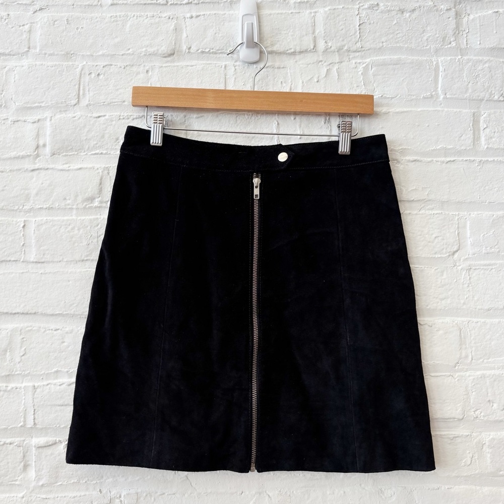 Just Female || Genuine‎ Suede Leather Mini Skirt Zip Black Small